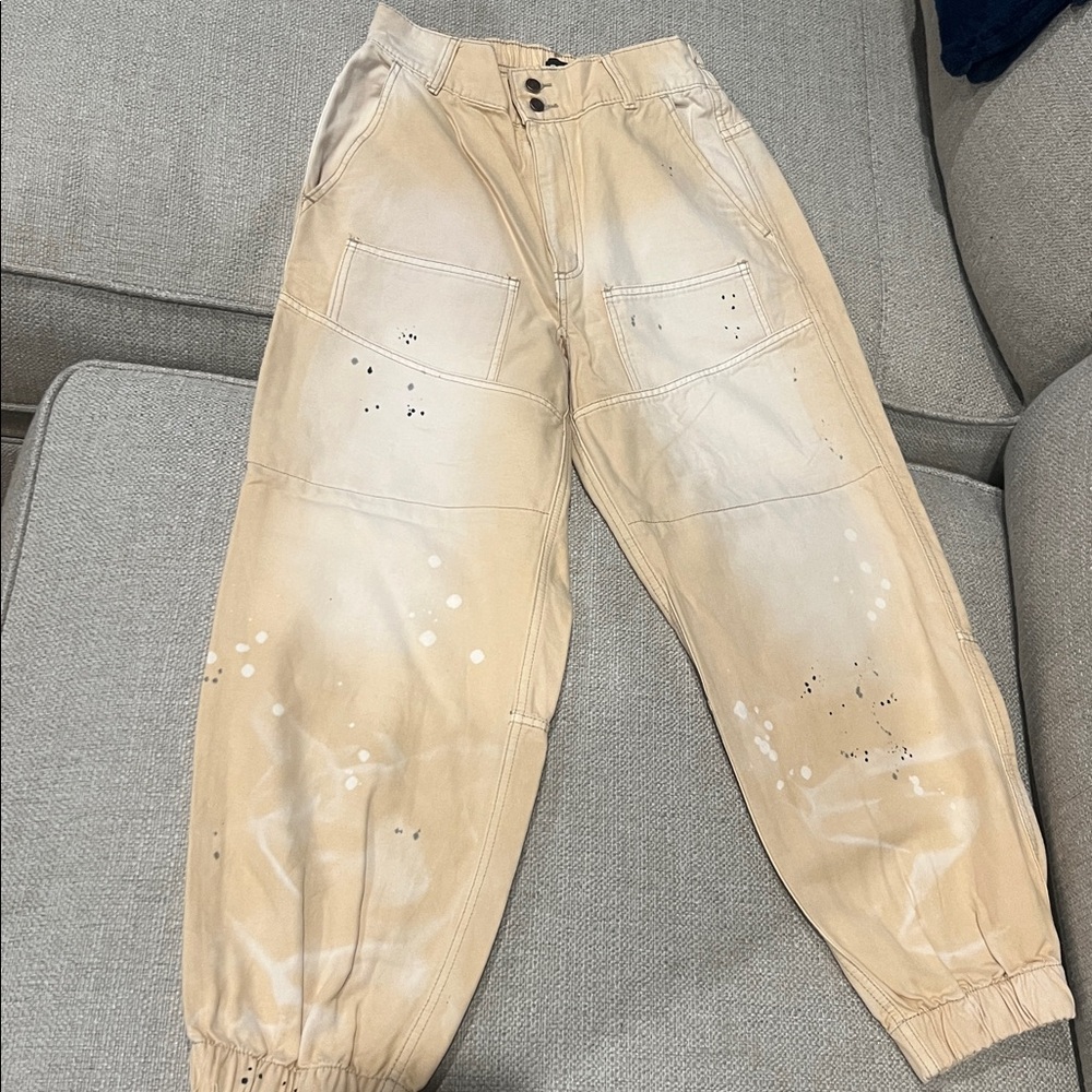Urban Outfitters—BDG Tan Cargo Pants with Artistic Design